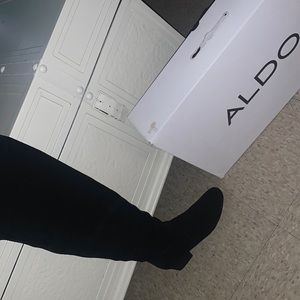 Suede Black thigh high boots